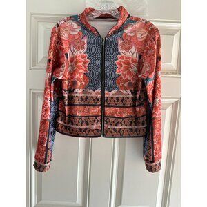 Unbranded Womens Floral Print Jacket & Pants Set Long Sleeve Full-Length Zipper